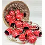 BEHAT BRASS WIND CHIMES - HANGING BELLS 7cm Hand Painted Festive Dcor Hanging Bells Set of 10 with Jute Bag Hand Painted (Red 7cm), 3 image