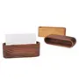 BIJNOR - METAL INLAY IN WOOD Business Card Holder Card Organizer for Office Desk Visiting Card Holder Round Rosewood Business Card Holder Desk Business Card Holder Stand Wooden Business Card Display Holders for Desktop