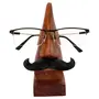 BIJNOR - METAL INLAY IN WOOD Handmade Wooden Nose Shaped Spectacle Specs Eyeglass Holder Stand with Moustache (Standard Size Brown), 3 image