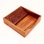 BIJNOR - METAL INLAY IN WOOD Square Full Carved Rosewood Wooden Tissue Paper Rack/Napkin Holder Stand Wooden Tissue Paper Holder Napkin Stand for Dinning Table Napkin Stand for Facial Tissue, 3 image