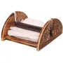 BIJNOR - METAL INLAY IN WOOD Wooden Half Round with Carved and one Rode Antique Napkin Stand Napkin Holder Tissue Paper Holder for Dining Table Tissue Holder for Dining Table Napkin Holder Tissue Rack for Facial Napkins