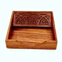 BIJNOR - METAL INLAY IN WOOD Square Full Carved Rosewood Wooden Tissue Paper Rack/Napkin Holder Stand Wooden Tissue Paper Holder Napkin Stand for Dinning Table Napkin Stand for Facial Tissue, 4 image