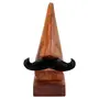 BIJNOR - METAL INLAY IN WOOD Handmade Wooden Nose Shaped Spectacle Specs Eyeglass Holder Stand with Moustache (Standard Size Brown), 4 image