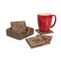 Coasters for Drinks Beer Wine Glass Tea Coffee Cup Mug with Elephant Carving Square 4 Plates Wooden Tea Coaster for Office Table Wooden Tea Coasters Set of 4 for Dinning Table Coaster Set