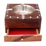 BIJNOR - METAL INLAY IN WOOD Wooden Handmade Ashtray with Cigarette Holder 4 Slots for Home Office Car, 3 image