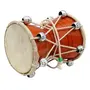 BIJNOR - METAL INLAY IN WOOD Handmade Damroo for Kids Indian Musical Instrument Orange Damru Toy Gift, 2 image