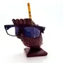 BIJNOR - METAL INLAY IN WOOD Owl Shape Pen with Specs Holder Wooden Specs Stand Holder Spectacle Holder for Office Desk Spectacle Holder for Home Showpiece wooden unique gifts for men Wooden Googles holder decoration stand, 7 image
