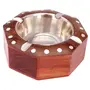 BIJNOR - METAL INLAY IN WOOD Handmade Wooden Ashtray for Men Home Office Car Gifts Octagonal with Steel Inlaid Bowl | Wooden Ashtray for Office Table | Wooden Ashtray for Home Table, 4 image