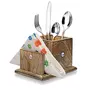 BIJNOR - METAL INLAY IN WOOD Wooden Cutlery Holder Stand Organizer Kitchen Items Napkin Holder Tissue Paper Holder for Dining Table Tissue Holder for Dining Table Tissue Rack for Facial Napkins(Cutlery Stand with Napkin), 4 image