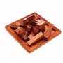 BIJNOR - METAL INLAY IN WOOD Handmade Indian Wood Jigsaw Square Plate 6 Inches Puzzle Toys for Kids | Wooden Puzzle for Child Fun | Wooden 3D Puzzle for Child | Jigsaw Puzzle for Adults | Puzzle for Kids (Brown), 6 image