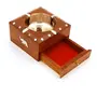 BIJNOR - METAL INLAY IN WOOD Handmade Wooden Ashtray for Men Home Office Car Gifts Square with Drawer and Steel Inlaid Bowl Wooden Ashtray for Office Table Wooden Ashtray for Home Table, 5 image
