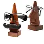 BIJNOR - METAL INLAY IN WOOD Black Mustache and Plain Nose Rosewood Specs Holder Set Spectacle Holder for Office Desk Spectacle Holder for Home Showpiece Wooden Unique Gifts for Men Wooden Googles Holder Decoration Stand, 2 image
