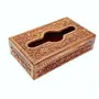 BIJNOR - METAL INLAY IN WOOD Handmade Wooden Napkin Holder Cover with Full Carved Design and Velvet Interior (10 X 6 Inch), 4 image