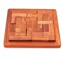 BIJNOR - METAL INLAY IN WOOD Handmade Indian Wood Jigsaw Square Plate 6 Inches Puzzle Toys for Kids | Wooden Puzzle for Child Fun | Wooden 3D Puzzle for Child | Jigsaw Puzzle for Adults | Puzzle for Kids (Brown), 2 image