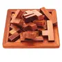 BIJNOR - METAL INLAY IN WOOD Handmade Indian Wood Jigsaw Square Plate 6 Inches Puzzle Toys for Kids | Wooden Puzzle for Child Fun | Wooden 3D Puzzle for Child | Jigsaw Puzzle for Adults | Puzzle for Kids (Brown), 5 image