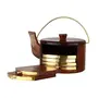 BIJNOR - METAL INLAY IN WOOD Handmade Wooden Tea Coaster Set of 6 Round Handicraft with Brass Decor Cattle Shape etc., 4 image