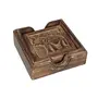 Coasters for Drinks Beer Wine Glass Tea Coffee Cup Mug with Elephant Carving Square 4 Plates Wooden Tea Coaster for Office Table Wooden Tea Coasters Set of 4 for Dinning Table Coaster Set, 2 image