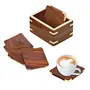 BIJNOR - METAL INLAY IN WOOD Wooden Drink Coasters Wood Table Coaster Set of 6 for Tea CupsCoffee Mugs and Water Glasses, 6 image