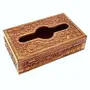BIJNOR - METAL INLAY IN WOOD Handmade Wooden Napkin Holder Cover with Full Carved Design and Velvet Interior (10 X 6 Inch), 6 image