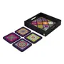 BIJNOR - METAL INLAY IN WOOD Tray & Coaster Set Multi Mandala Design - Combo Offer. Kitchen Dining Serving & Desk Set of 1 Tray 9" x 9" and 4 Tabletop Square Drinks Coasters 3.75" x 3.75" Made in Wood, 2 image