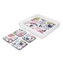 BIJNOR - METAL INLAY IN WOOD Tray & Coaster Set Roses Etc Design - Combo Offer. Kitchen Dining Serving & Desk Set of 1 Tray 12" x 12" and 4 Tabletop Square Drinks Coasters 3.75" x 3.75" Made in Wood, 2 image