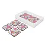 BIJNOR - METAL INLAY IN WOOD Tray & Coaster Set Camomile Design - Combo Offer. Kitchen Dining Serving & Desk Set of 1 Tray 8" x 12" and 4 Tabletop Square Drinks Coasters 3.75" x 3.75" Made in Wood, 2 image