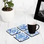 BIJNOR - METAL INLAY IN WOOD Wooden Coaster Set with Gift Box | Blue Orient Design | Set of 4 Tabletop Square Coasters 3.75" x 3.75" | Kitchen Table Wooden Decorative Items | for Cups Mugs Cans Glasses, 2 image