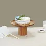 KHURJA POTTERY Natural Wooden Cake Stand | Dessert Stand | Pedestal for Dining Table | Wooden Stand for Serving Cake Dessert Pizza Cup Cakes Muffins - 9.75 inch, 5 image