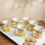 KHURJA POTTERY Handpainted Ceramic Tea Cup - 6 Pieces Yellow 160 ml, 2 image
