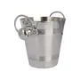 KHURJA POTTERY Ice Bucket with Tong | Handmade Aluminium Ice Bucket 1 LTR - Silver, 4 image