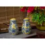 KHURJA POTTERY Saudagar Ceramic Hand Painted Large Size/Yellow Salt and Pepper Dispenser -Set of 2, 2 image