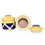 KHURJA POTTERY Hand Painted Blue & Yellow Ceramic/Stoneware Multipurpose Jar (Pickle//Ghee/Chatni/Sauces) 300ml Set of 2, 3 image