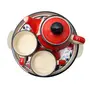 KHURJA POTTERY Microwave Safe Hand Made Painted Ceramic Tea Set with Kettle and 2 Cup Capacity of 150 Ml Red Colour, 3 image