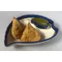 KHURJA POTTERY Ceramic Serving Platter Hand Painted with Attached Small Chutney Bowl - 2 Piece, 4 image