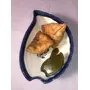 KHURJA POTTERY Ceramic Serving Platter Hand Painted with Attached Small Chutney Bowl - 2 Piece, 2 image