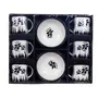 KHURJA POTTERY Ceramic Stylish Coffee Mugs Tea Cup for Kids Girls Boys Black-White Color Floral Print Tea Cups Coffee Mugs Set of 6 with 2 Snack Bowl for Home Kitchen Office - 350 ml, 3 image