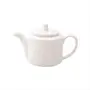 KHURJA POTTERY White 400ml 1 Piece Porcelain Ceramic Kettle or Tea Coffee and Milk Pot with Locking Lid and Handle Without Strainer