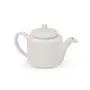 KHURJA POTTERY White 1 Piece 1000ml Porcelain Tea Pot or Sauce Boat with Lid and Handle Perfect for Milk Tea or Coffee