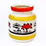 KHURJA POTTERY Pickle Storage Burni Masala Container Aachar Chutney Serving Marmalade Barni Canister Ceramic Handpainted Jar (Sun Rising 2000 ml) Microwave & Dishwasher Safe, 4 image