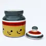 KHURJA POTTERY Pickle Storage Burni Masala Container Aachar Chutney Serving Marmalade Barni Canister Ceramic Handpainted Jar (Yellow - Grey - Red 1250ml) Microwave & Dishwasher Safe, 3 image