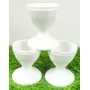 KHURJA POTTERY Bone China Soft Boiled Egg Holder or Egg Cup White Glossy in Set of 4