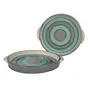 KHURJA POTTERY 'Minty Spirals' Serving Platter for Snacks - Platters Pizza Serving Ceramic Platter Starter Plates Microwave Safe (Set of 2 Light Grey & Mint Green), 2 image