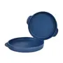 KHURJA POTTERY 'Pastel Blue' Serving Platter for Snacks - Platters Pizza Serving Ceramic Platter Starter Plates Blue Pottery Microwave Safe (Set of 2 Matte Finish), 2 image