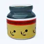 KHURJA POTTERY Pickle Storage Burni Masala Container Aachar Chutney Serving Marmalade Barni Canister Ceramic Handpainted Jar (Yellow - Grey - Red 1250ml) Microwave & Dishwasher Safe, 5 image