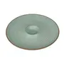 KHURJA POTTERY 'Spiral Chills' Chip & Dip Serving Platter for Snacks - Ceramic Platters Blue Pottery Starter Plates Microwave Safe (Olive Green 10 Inch), 4 image