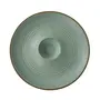 KHURJA POTTERY 'Spiral Chills' Chip & Dip Serving Platter for Snacks - Ceramic Platters Blue Pottery Starter Plates Microwave Safe (Olive Green 10 Inch), 2 image