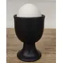 KHURJA POTTERY Ceramic Black Matte Soft or Hard Boiled Egg Holder Or Egg Cup Set of 4, 4 image