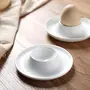 KHURJA POTTERY White Porcelain Egg Holder or Chip and Dip Set of 2 for Hard & Soft Boiled Eggs or Snacks, 2 image