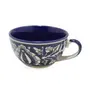KHURJA POTTERY Ceramic Tea Set 180 ml Cup & 380 ml Teapot Floral Printed No Strainer Serve Herbal Tea or Milk in Kettle (Blue), 7 image