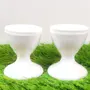 KHURJA POTTERY Bone China Soft Boiled Egg Holder or Egg Cup White Glossy in Set of 4, 2 image